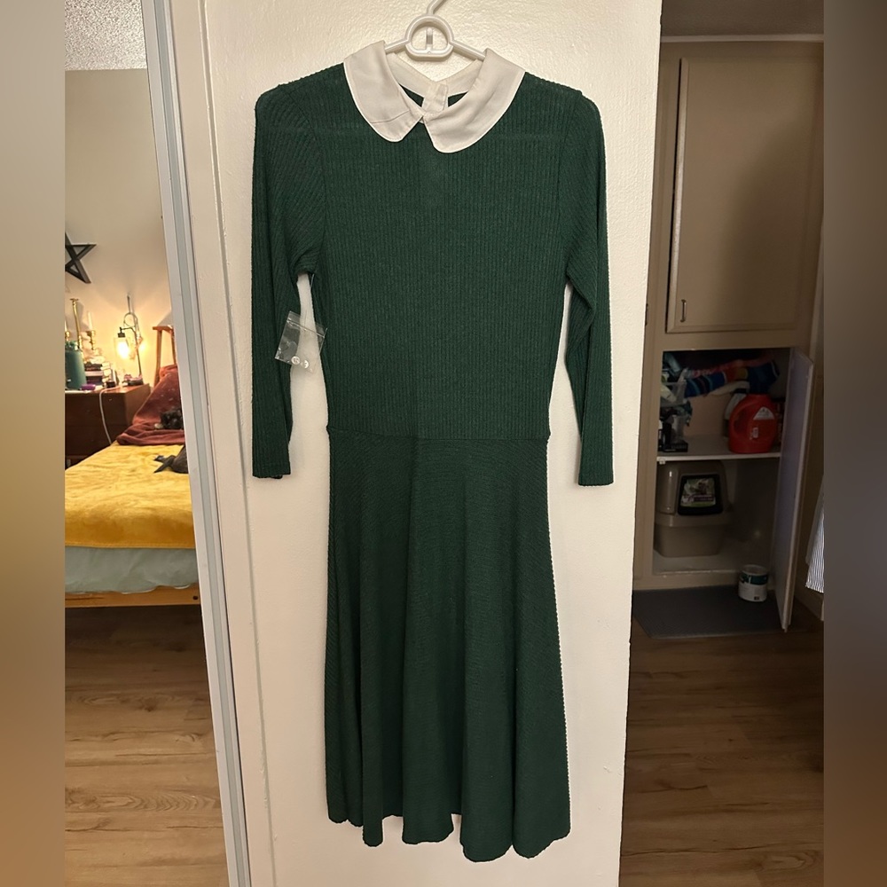 NWT ModCloth green knit dress w/ collar